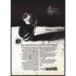 1972 Monaco Wind-Up Shaver Razor Vintage Print Ad Apollo 14 Moon Nasa Wall Art
